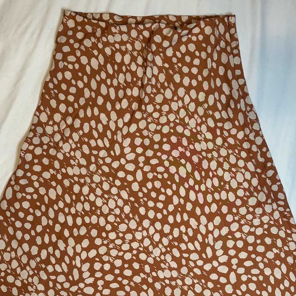 Brown and White Polka Dot Skirt